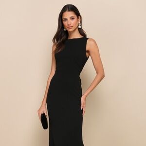 Lulus Exquisite Refinement Black Backless Bow Ruffled Maxi Dress - Size M